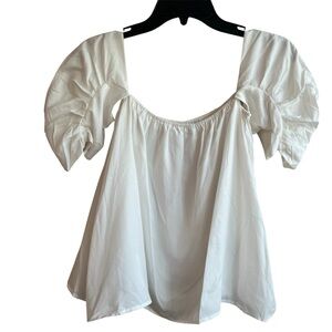 Merritt Charles White Tencel Off the Shoulder Blouse - Size S